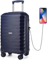 Maleta Kono 55 cm Rígida con 4 Ruedas y Candado TSA - Azul Marino