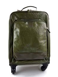 Maleta Trolley Rígida de Piel Verde