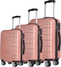 Set de 3 Maletas Trolley Semirrígidas con Cerradura y 4 Ruedas Dobles