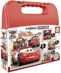 Educa - Maleta Cars: 4 Puzzles Infantiles Progresivos