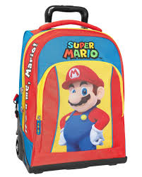 Mochila Escolar Super Mario con Ruedas y Asa Ajustable