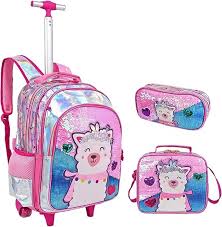 Mochila Escolar con Ruedas para Niñas - Lentejuelas Brillantes