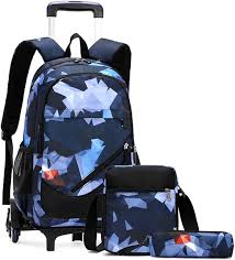 Mochilas Escolares con Carro y Ruedas para Niñas - Azul