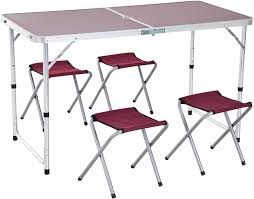 Outsunny Mesa Maleta de Aluminio con 4 Taburetes Plegables