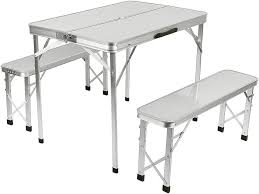 Mesa de Camping Plegable con 4 Sillas y Sombrilla